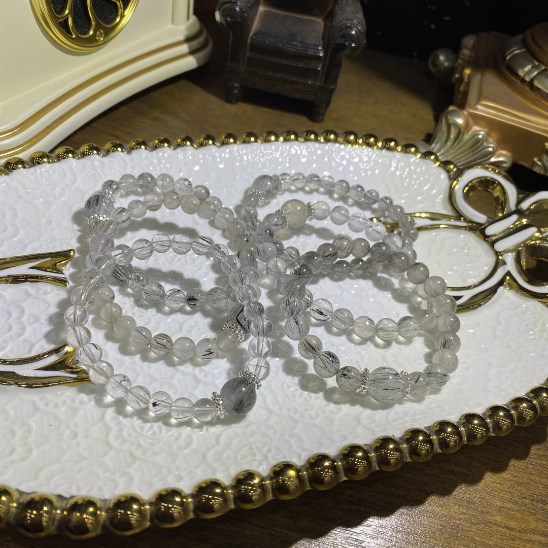 D45-天然黑发晶手串单圈设计款--多样性发其一