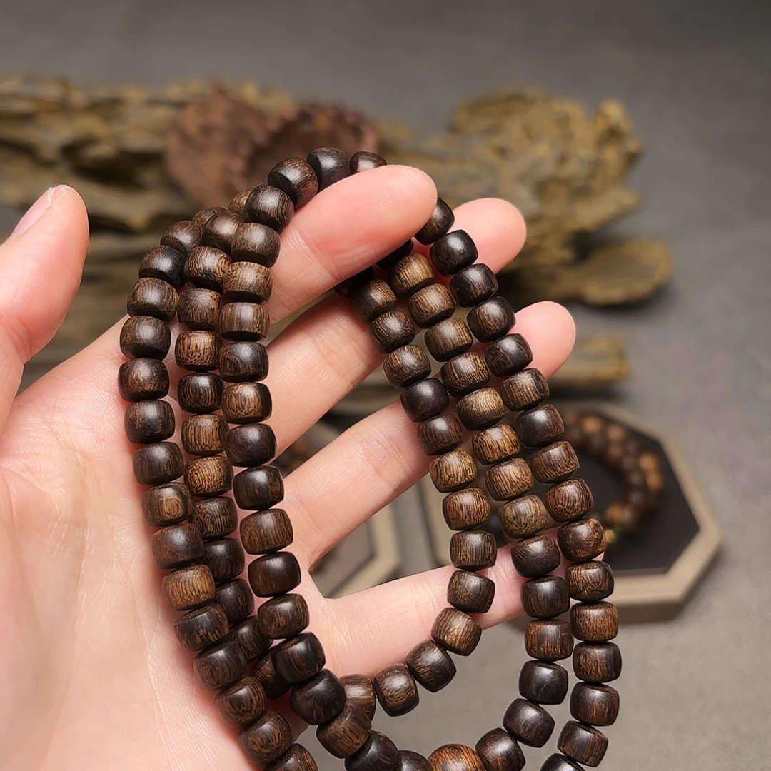 沉香手串越南富森红土玉化瘤疤0.6×0.8×108