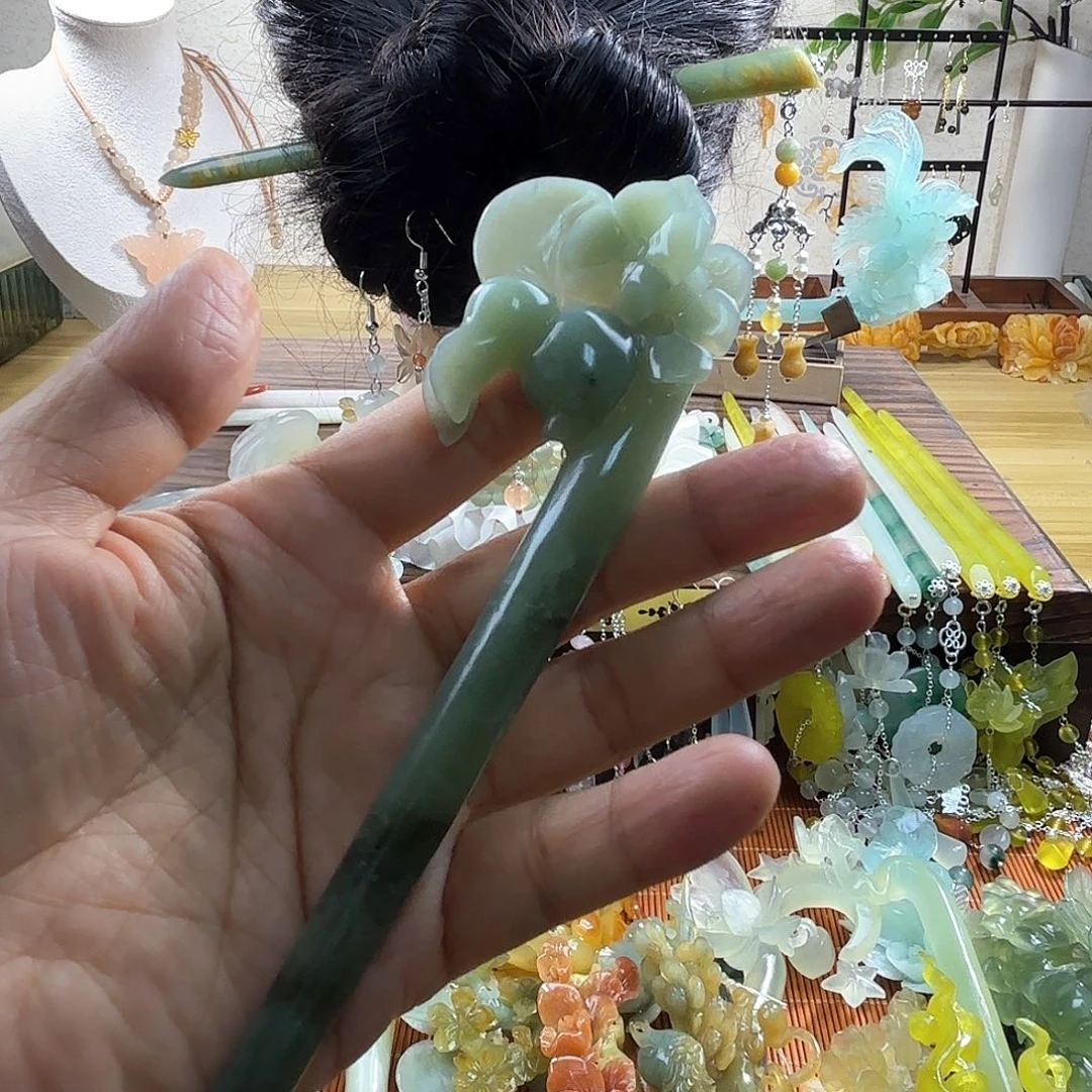 蛇纹石玉合金发饰