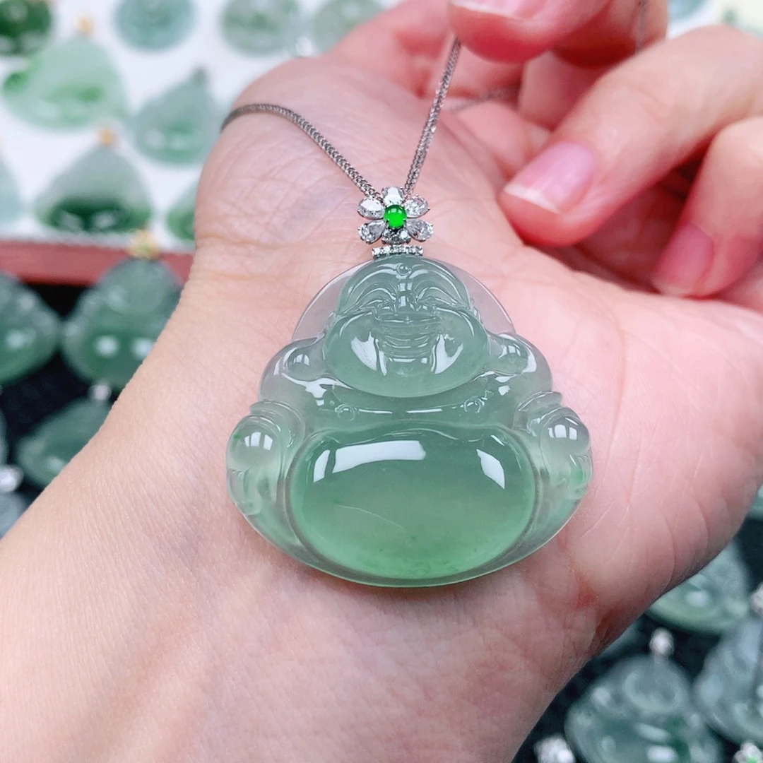 吊坠(不含链)18K金镶嵌翡翠