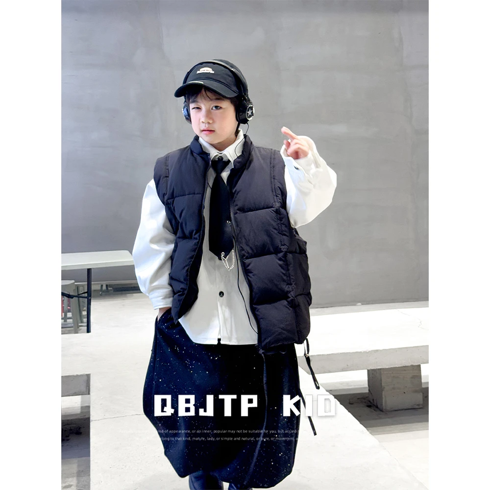 Q宝家童品12月新款 男童棉马甲儿童洋气背心冬季中大童棉马夹外套