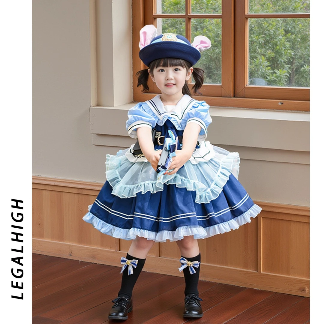 女童兔子警官公主裙洛丽塔夏季新款小女孩蓬蓬蛋糕裙儿童生日礼服