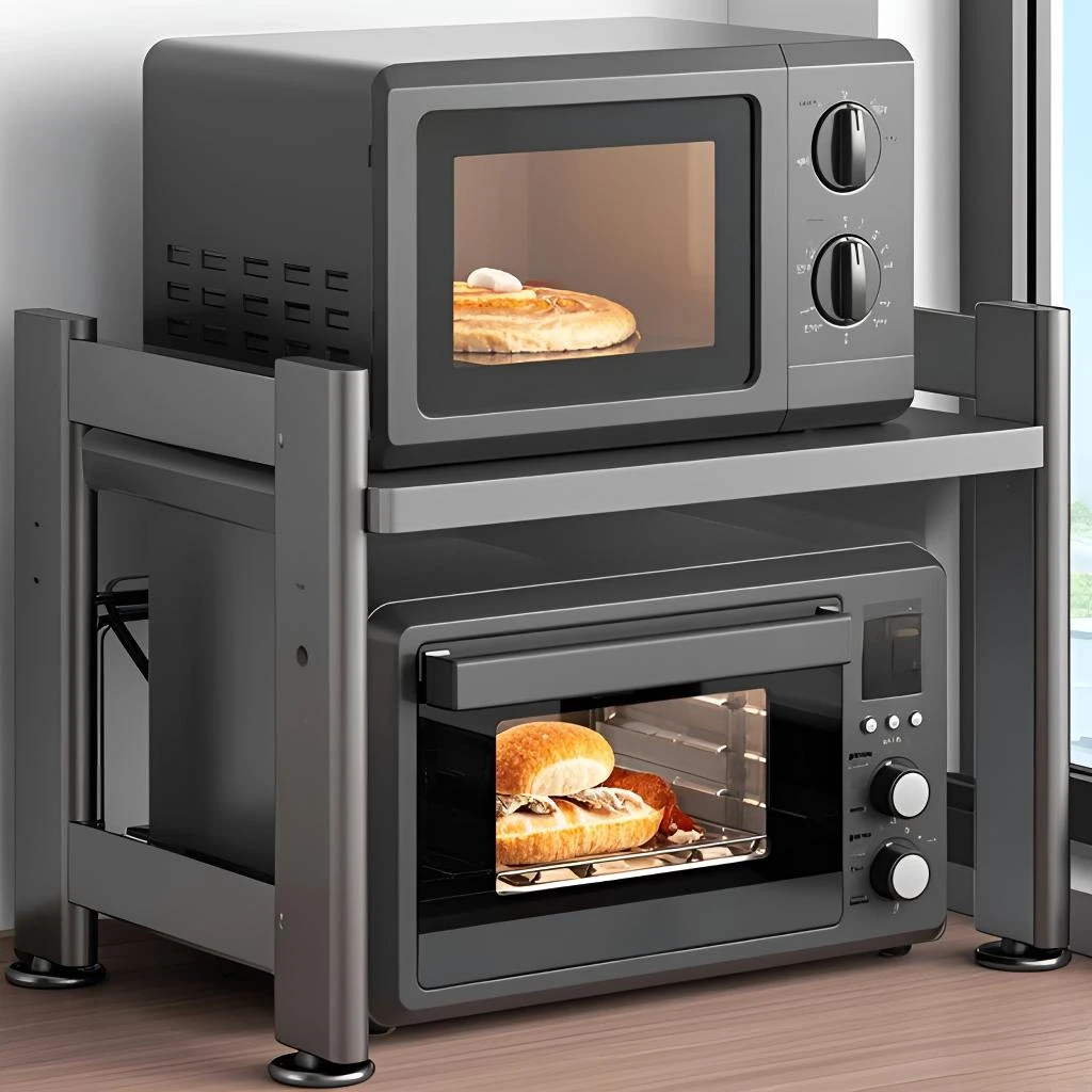 可伸缩微波炉置物架厨房多功能家用支架烤箱电饭锅台面厨房置物架