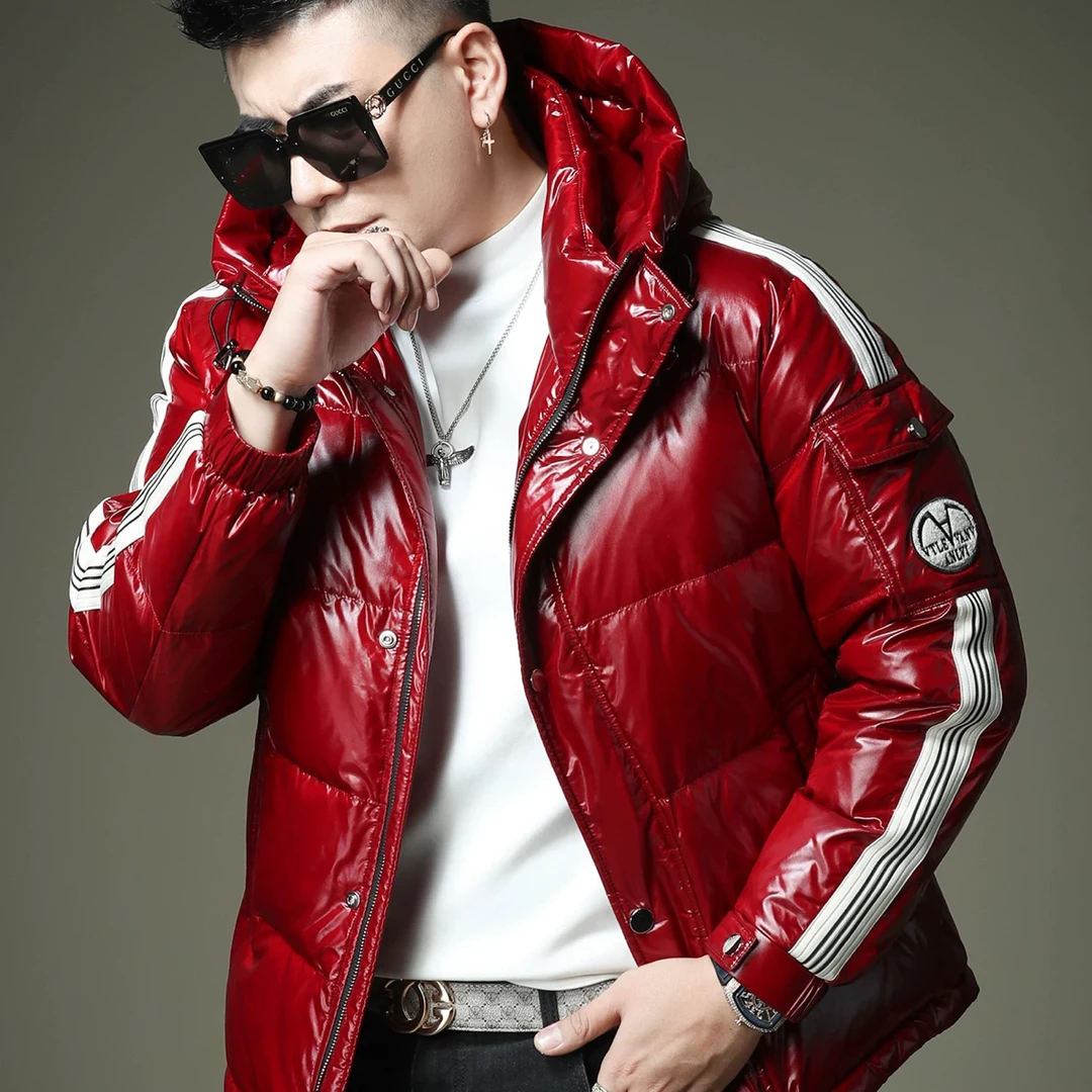 2122CR欧货.男士亮面潮流羽绒服90白鸭绒