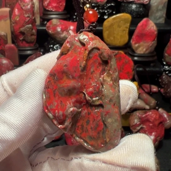 昌化鸡血石原石手把