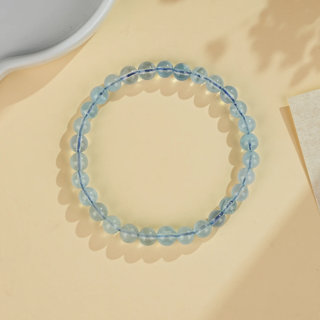 周西西精美珠宝海蓝宝素圈手串6mm时尚气质百搭多样性发货20477