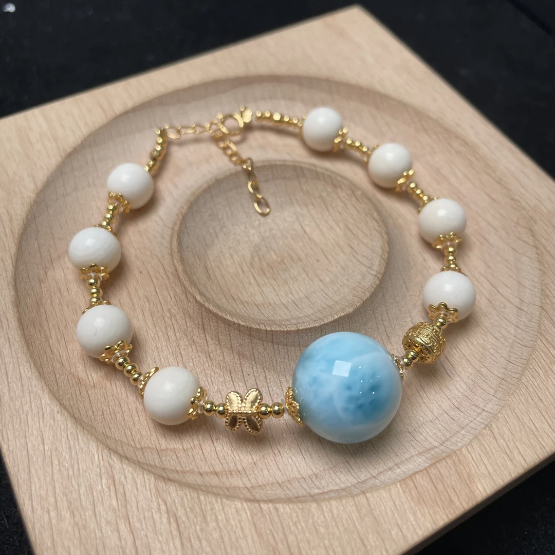 猛犸牙8mm海纹石15mm手串 KT24103131