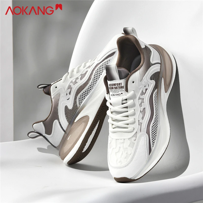 Aokang/奥康男鞋2025冬季时尚网面跑步鞋男式保暖轻便百搭跑步鞋
