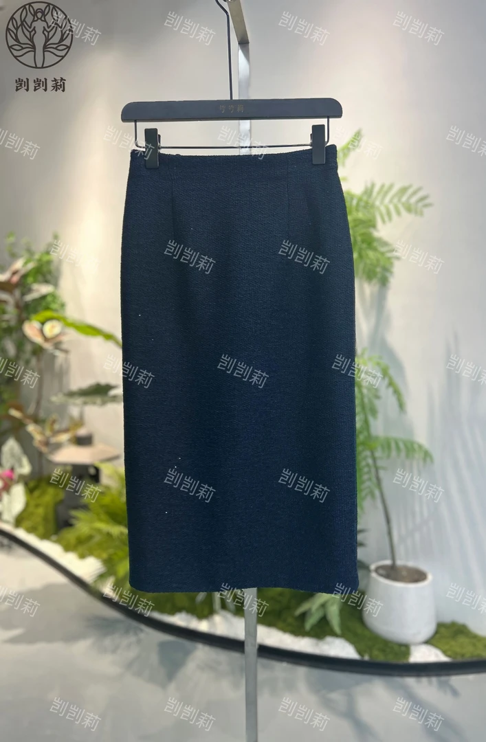 剀剀莉（蓝色妖姬）人丝雪花纱藏蓝色时尚气质显白减龄小香风半身裙