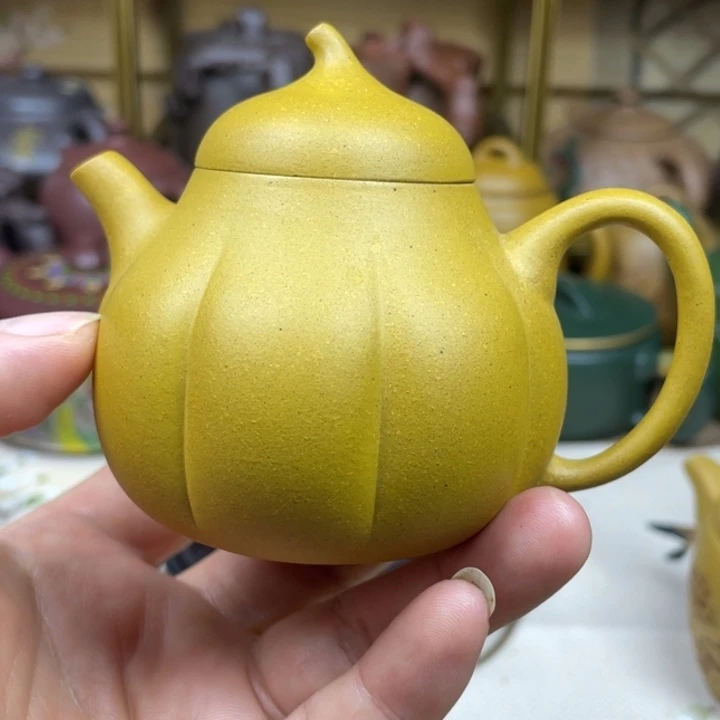 紫砂茶壶紫砂壶黄金段茄瓜130cc
