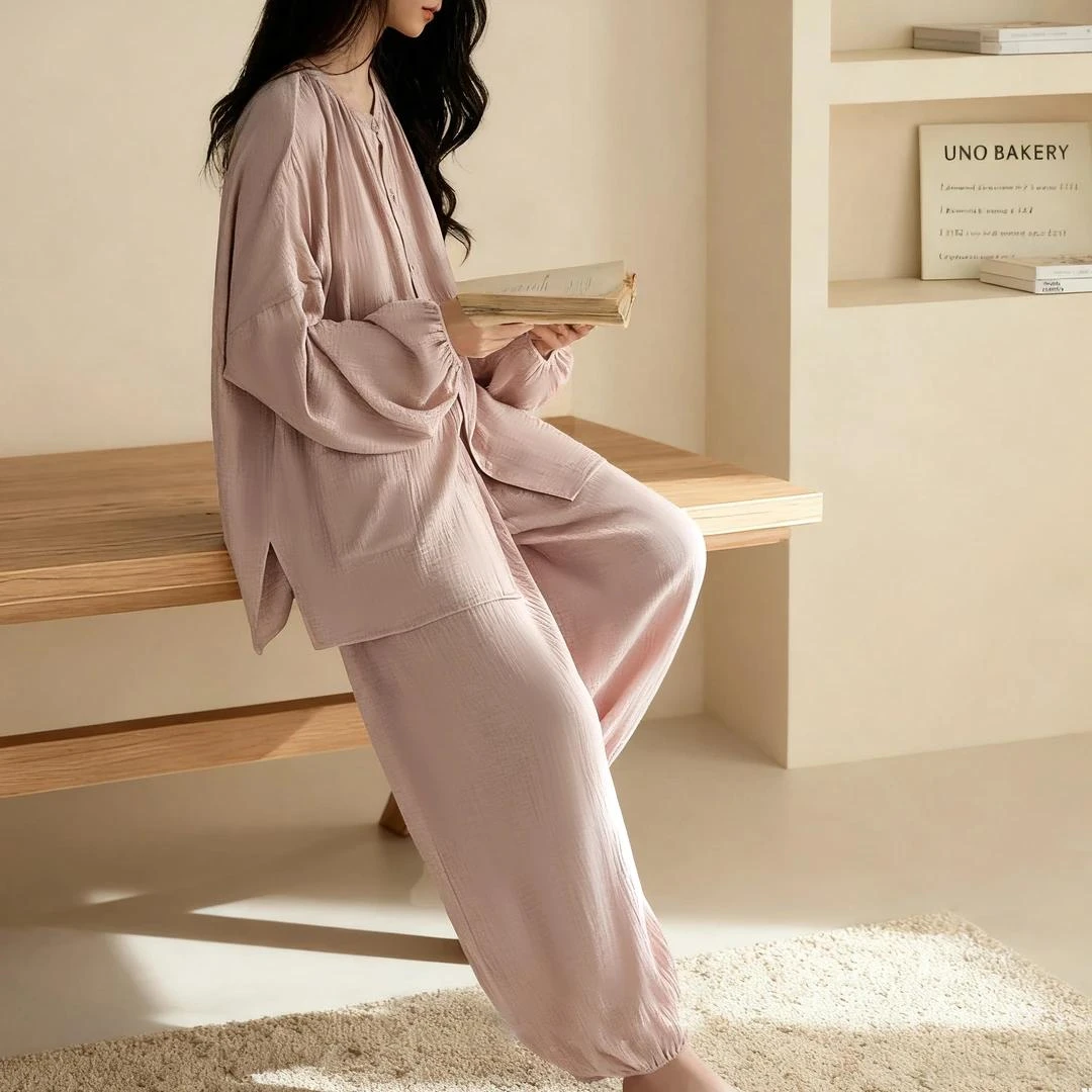 长袖睡衣女春秋带胸垫高级感云朵棉宽松大码可外穿家居服秋季套装