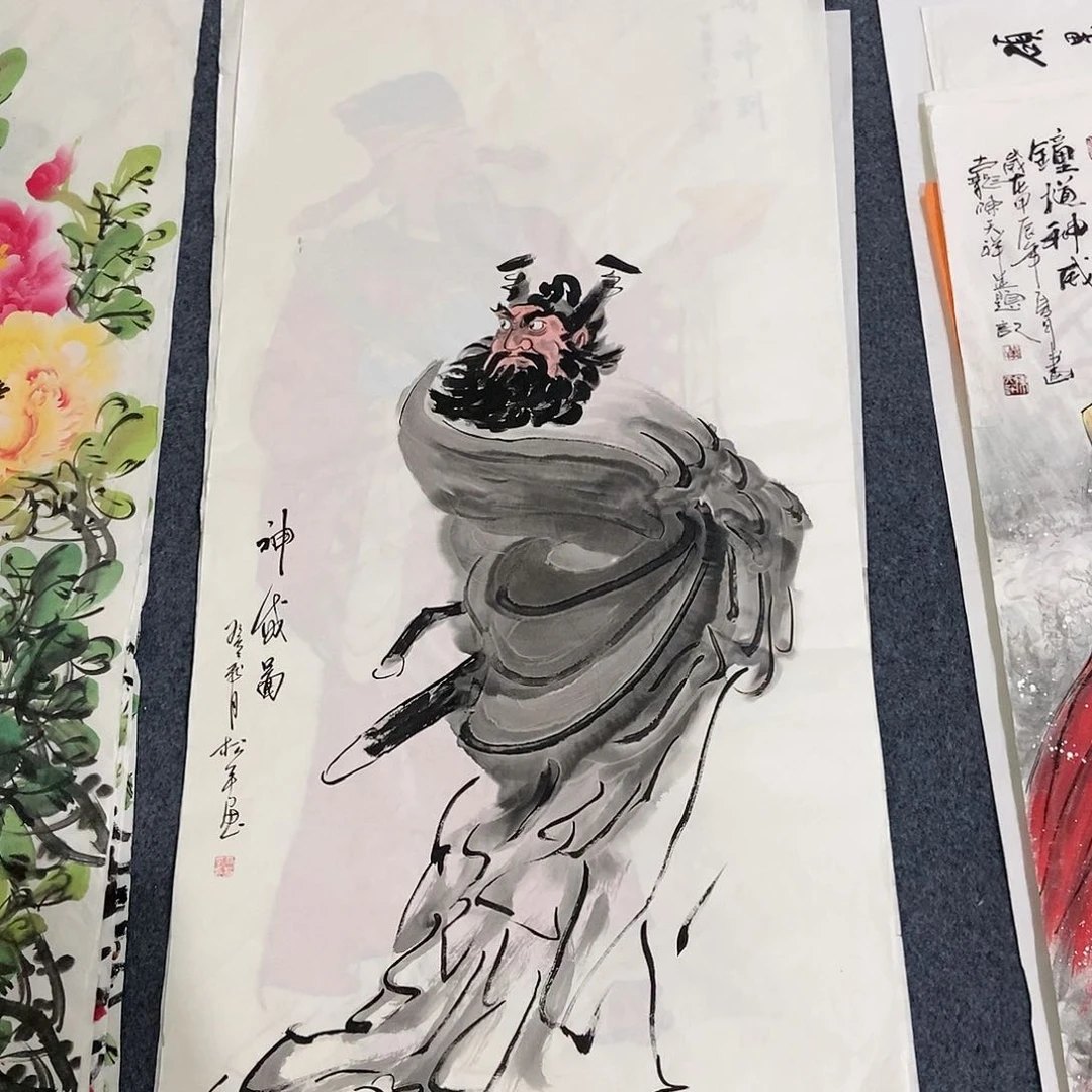 国画四尺钟馗一副