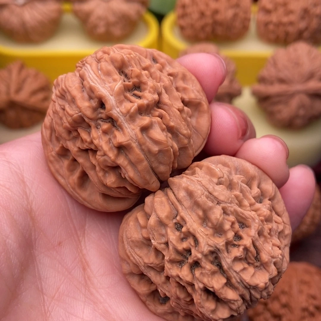 把件文玩核桃精品老树红皮四座楼41