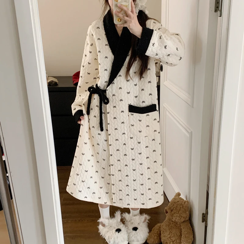 冬天哺乳睡裙孕妇睡衣可外穿冬季月子家居服空气棉产妇待产裙春秋