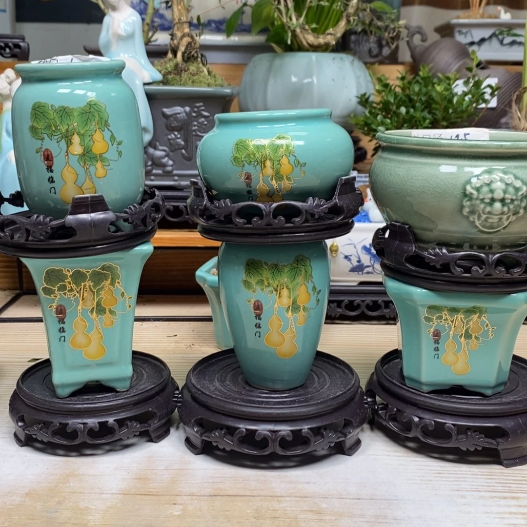 紫砂陶瓷艺术花盆陶瓷