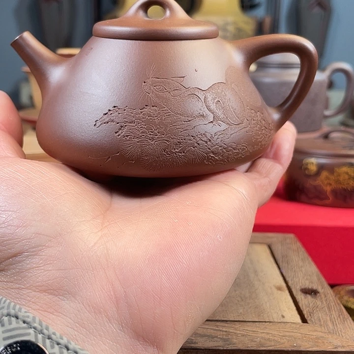 紫砂茶杯精工石瓢微瑕