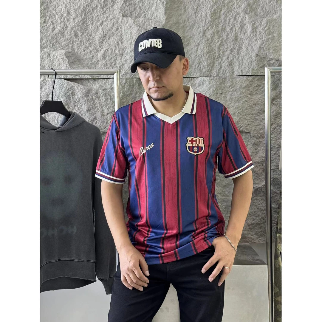 夏季美式速干男士纪念款球衣短袖运动足球男女同款巴萨