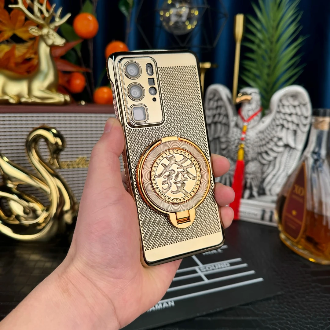 【解压陀螺+高清镜头膜】适用华为P40 Pro电镀网格散热支架壳简约