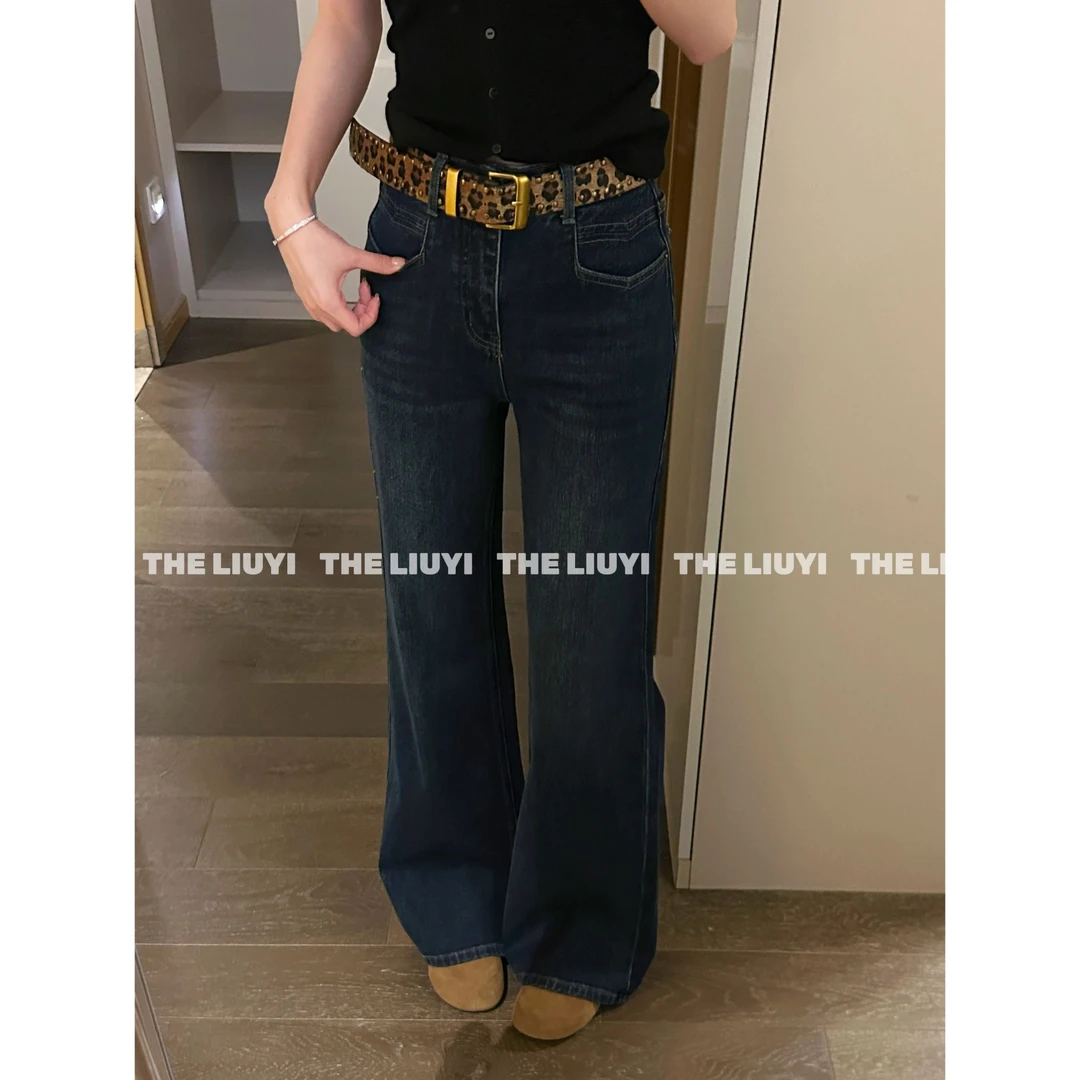 【LIUYI】焦点牛仔~复古色高腰显瘦提臀微喇牛仔裤59109