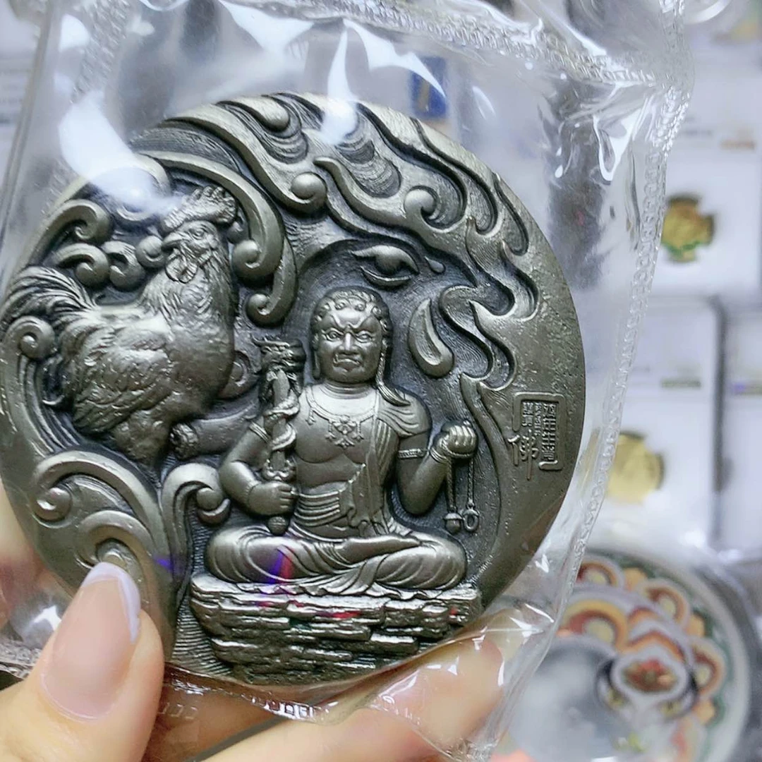 【闪购商品】纯银2017鸡守护380克银章原证配盒