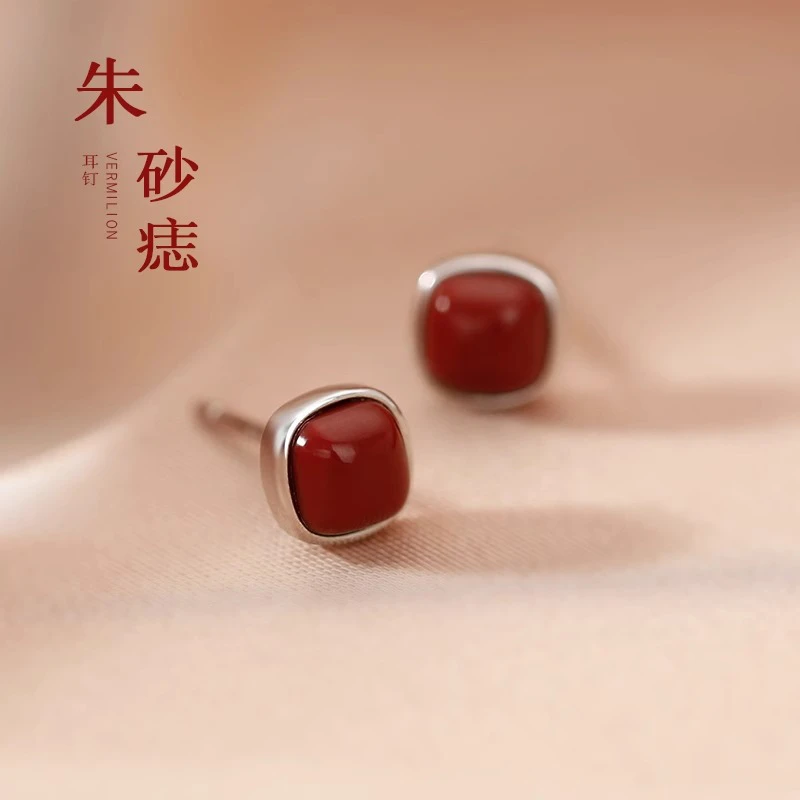 925银耳饰 纯银新年红色耳钉女新款2025爆款耳环蛇本命年2025耳饰
