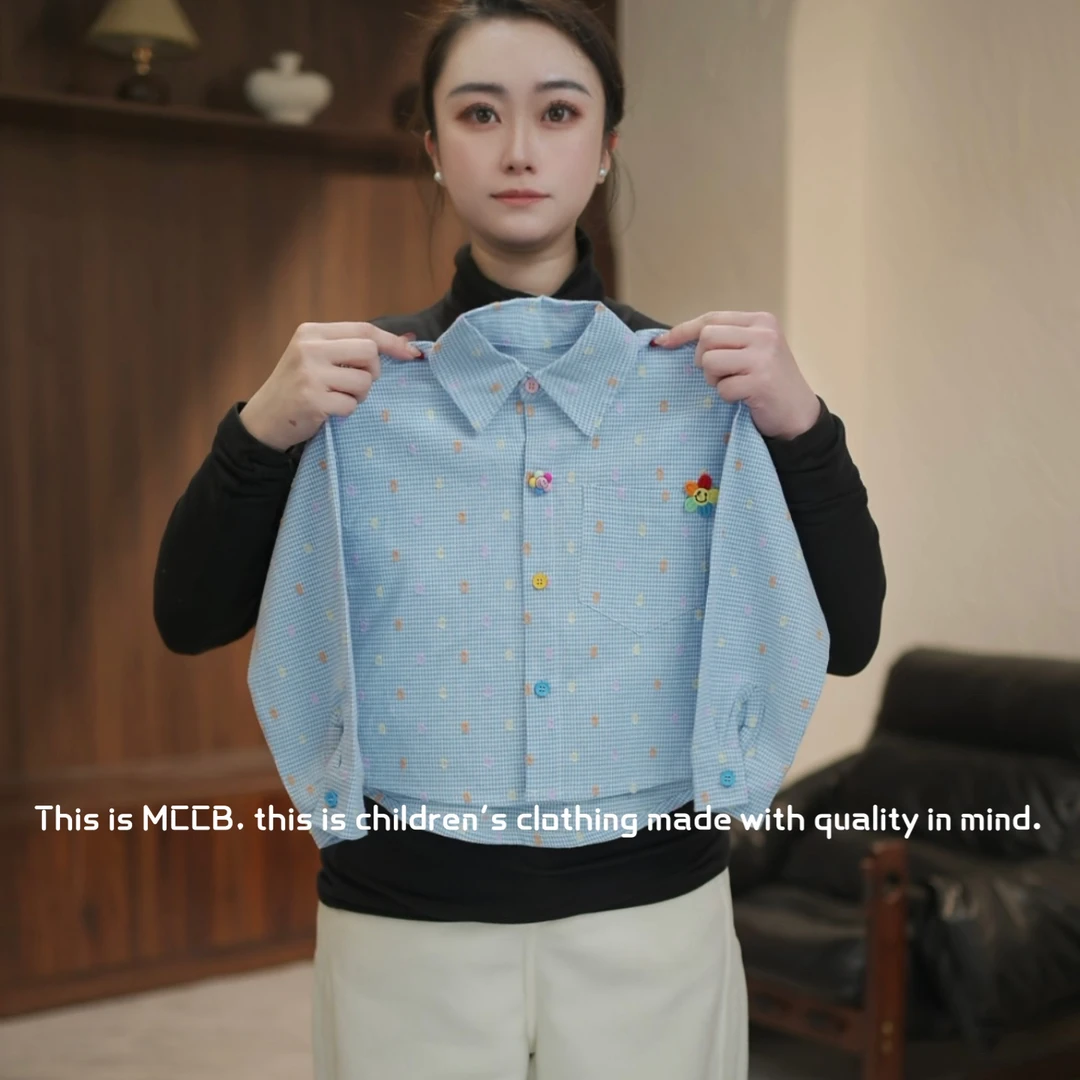 【鸭梨童品】春季新款条纹刺绣卡通童装儿童经典帅气时尚衬衫男女童
