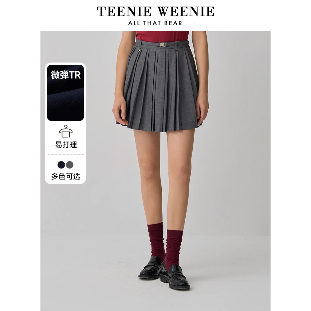 TeenieWeenie小熊女半身裙25学院风休闲时尚百褶短裙TTWH256304I