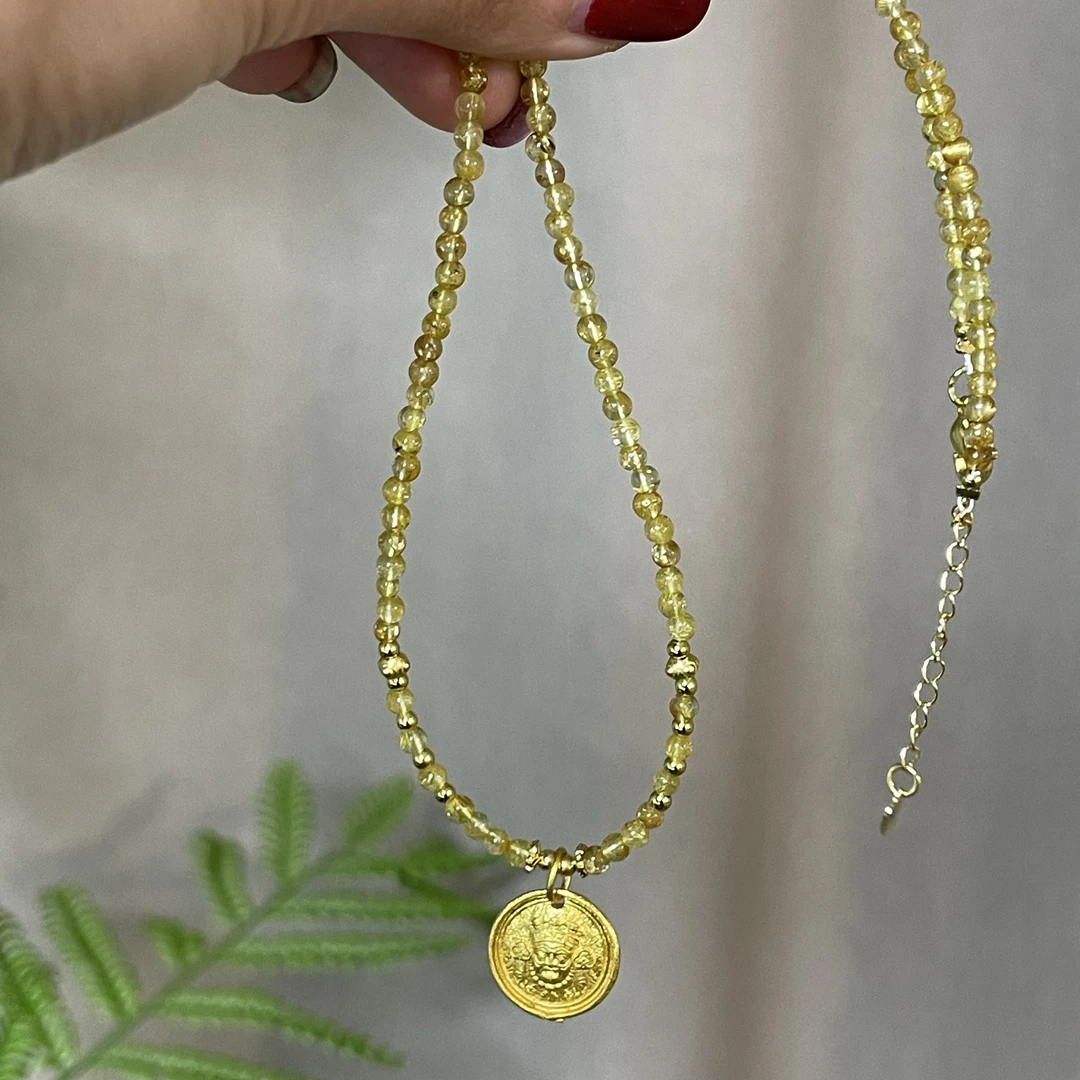 •天然发晶扎吉拉姆 合金吊坠 富贵百搭锁骨项链B024