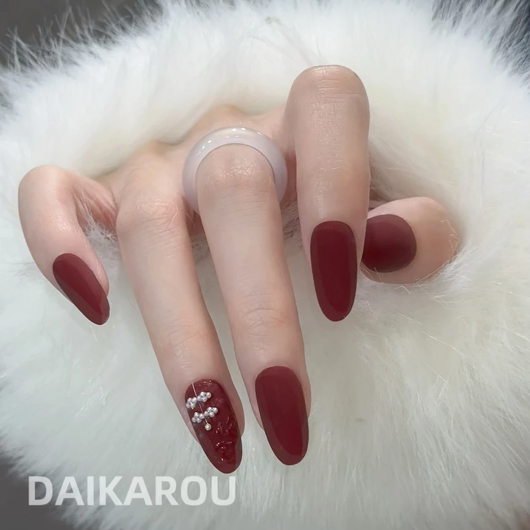 苏绣珠缀 黛卡柔 预售 新甲型 此度 短椭圆 中椭圆手工穿戴甲10片