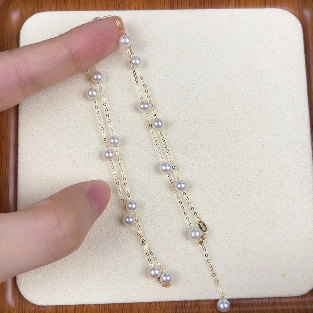 淡水珍珠18K金镶嵌颈饰