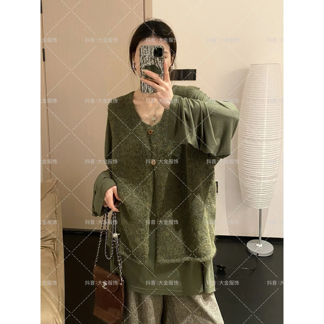 【满分松弛感 两粒扣宽松马甲】春季休闲针织气质显瘦设计感慵懒