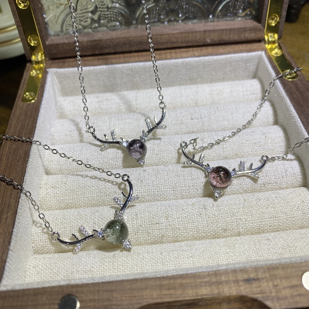 C627-高品质天然幽灵吊坠锁骨链一鹿有你-多样性发其一