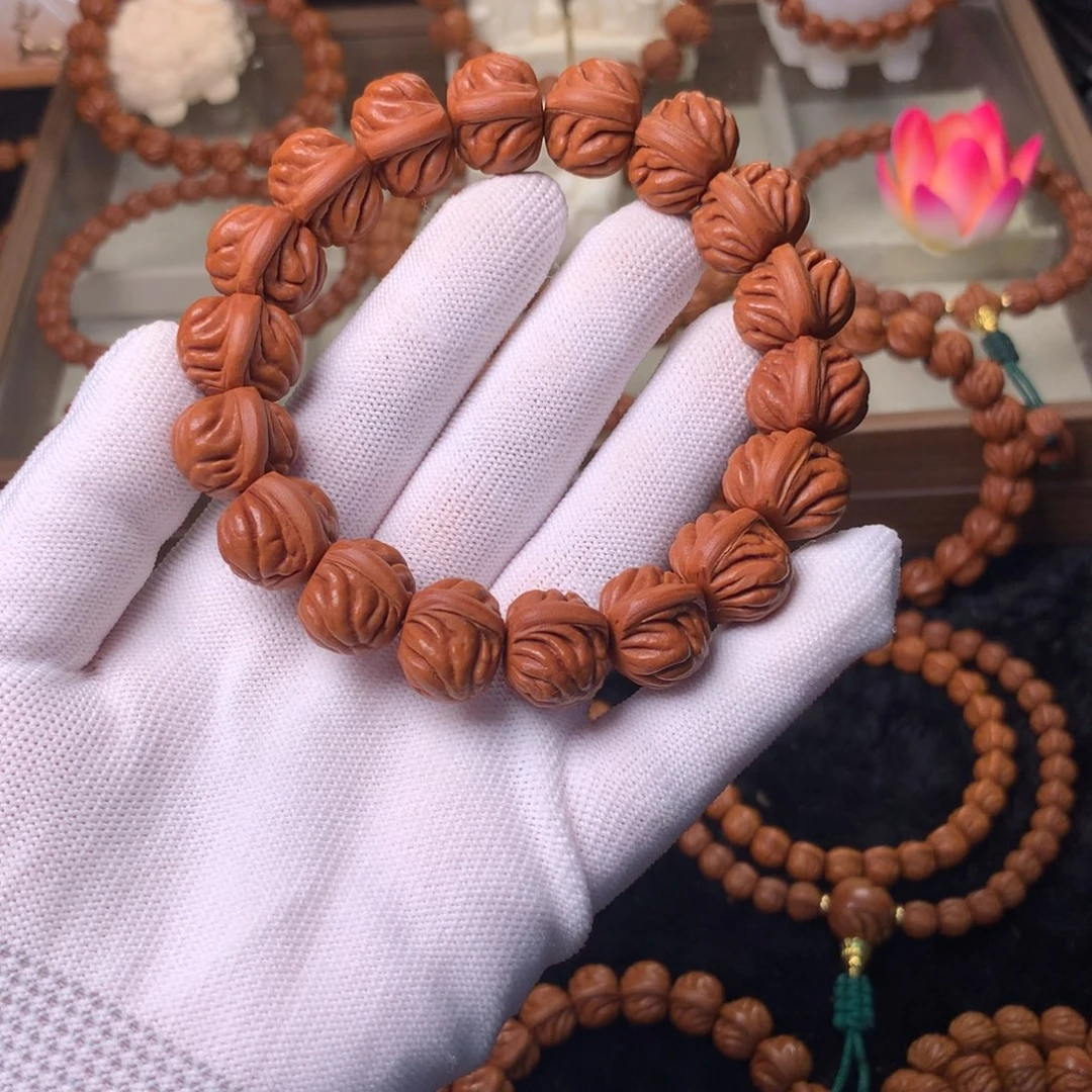 @***好吊坠桃核双脊龙手串17