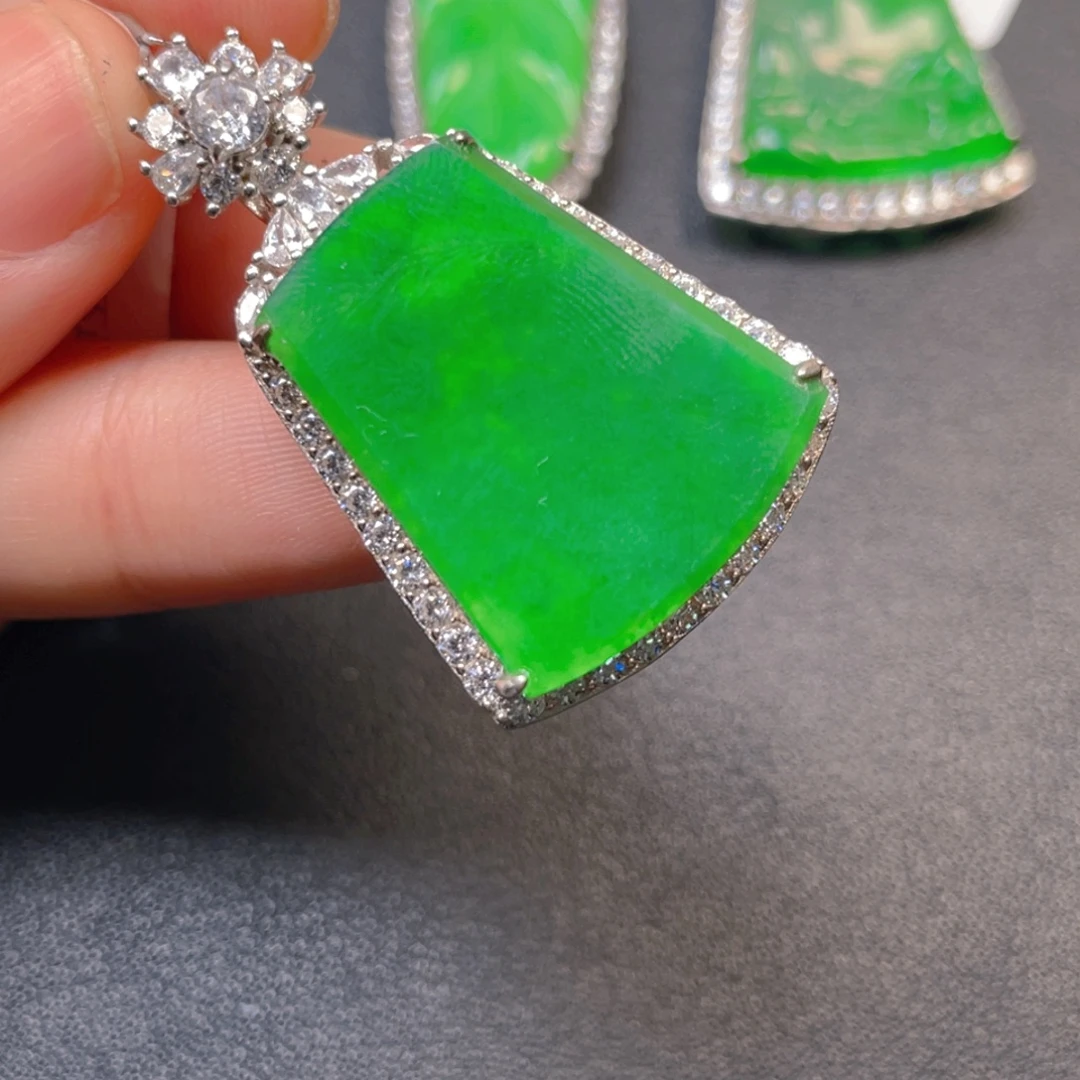 翡翠银S925镶嵌吊坠(不含链)