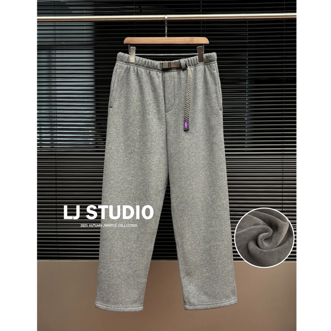 L.JIN .‘口粮款’直筒卫裤.加绒加厚男女宽松保暖针织休闲裤.C099