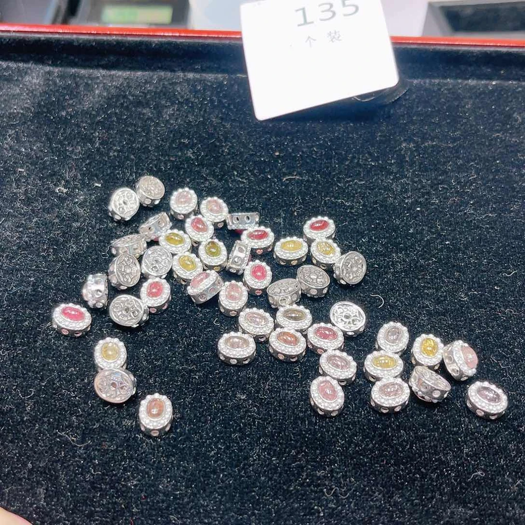 碧玺珠宝半成品银S925镶嵌135