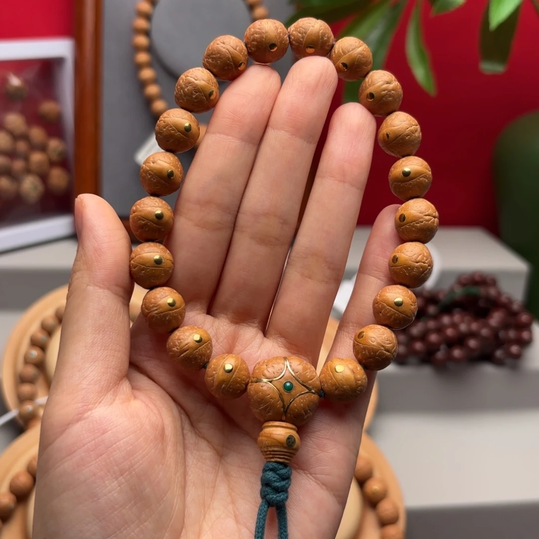 手串凤眼菩提12左右铜钉镶嵌手串