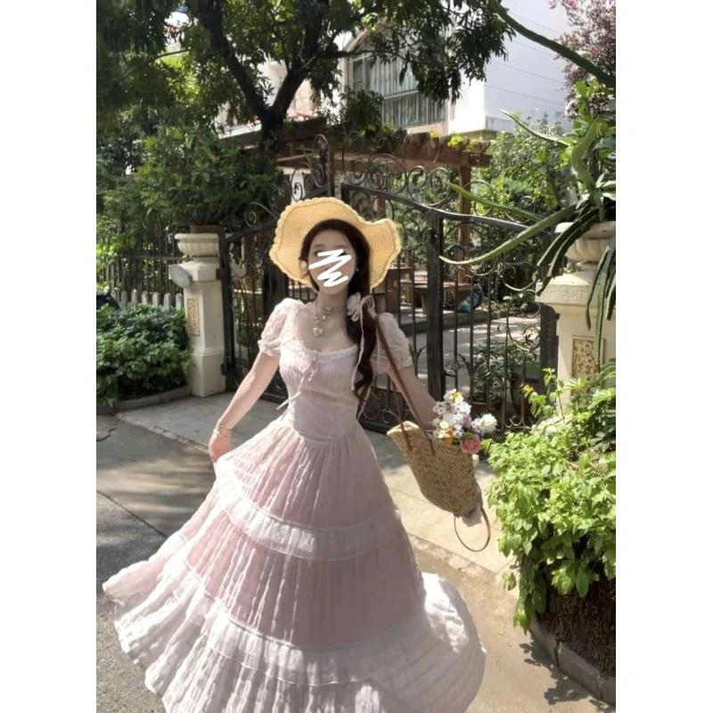 【糖霜花语】法式可爱甜美风法式纯欲甜美显瘦泡泡袖连衣裙