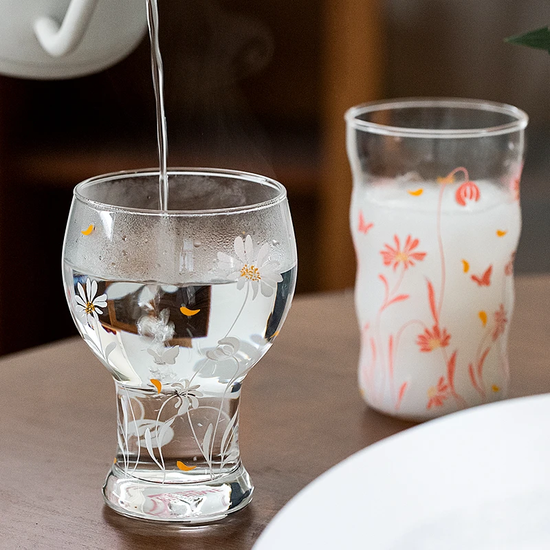 西比尔花颜系列冷热变色玻璃杯家用啤酒杯果饮杯女生水杯子高颜值