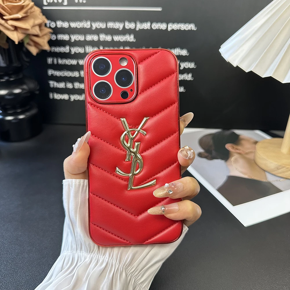 适用苹果16Promax手机壳奢华气质iPhone15防摔14全包皮质13圣罗兰