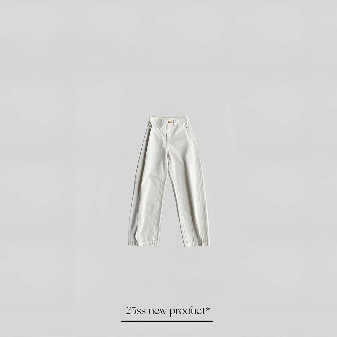 【QIHONG】X战警 新款定制明线百搭弯刀牛仔裤