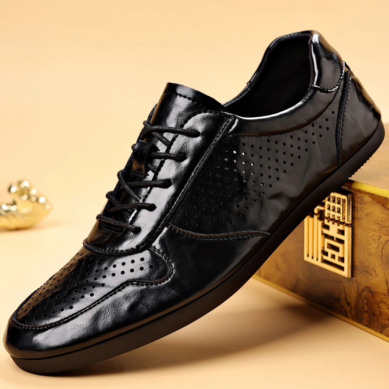 男鞋新款夏季2025透气轻便打孔百搭防滑休闲皮鞋8688-L