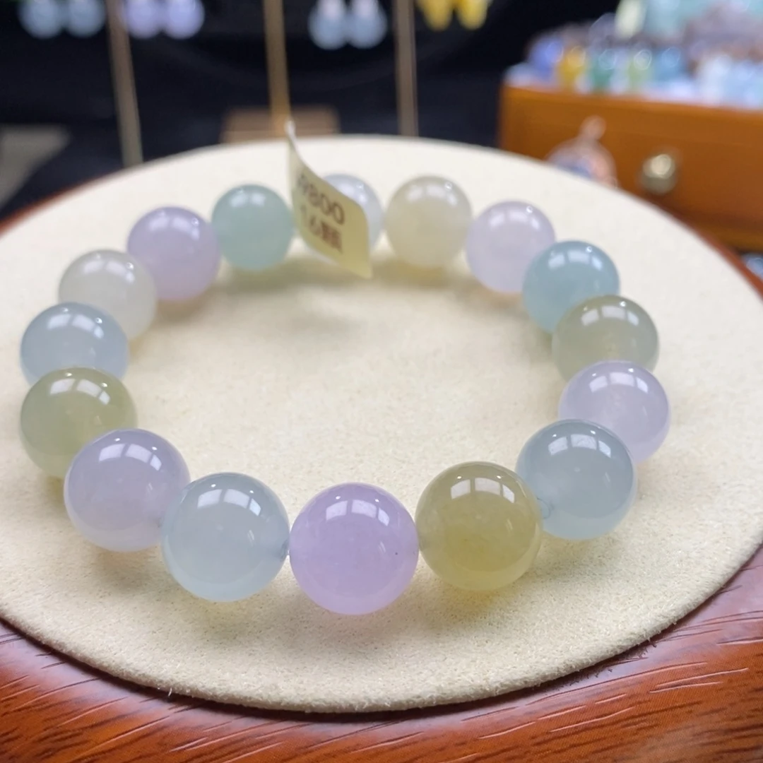 翡翠颈饰未镶嵌翡翠冰糖果色系多宝手串