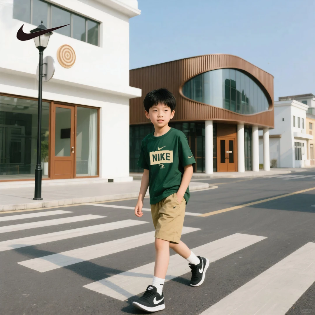 NIKE耐克夏季休闲运动男女童短袖短裤舒适儿童套装RWN-KS-1355