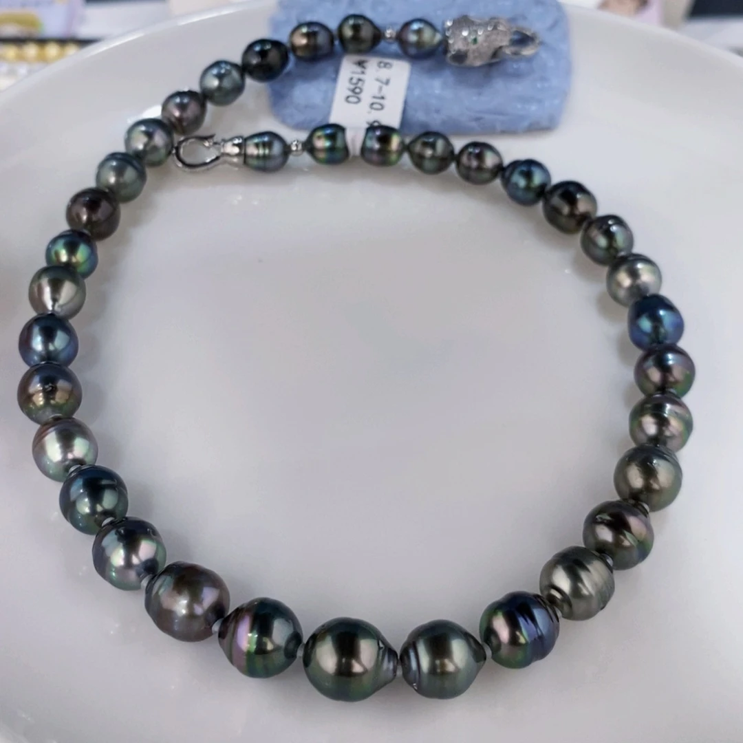 海水珍珠颈饰未镶嵌小*点大溪地项链8.7-10.9mm莫