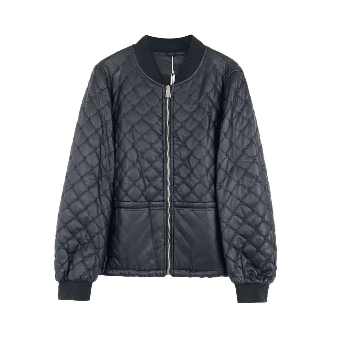 【JX6521黑色皮棉服】25新款皮外套女装短款时尚休闲百搭保暖韩版