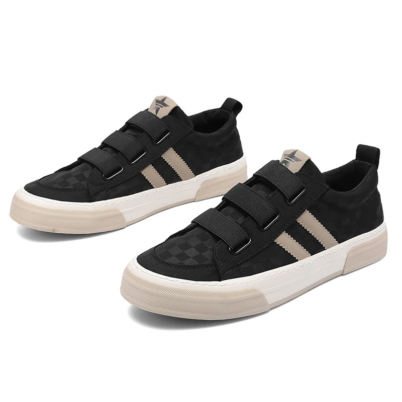 2025韩版潮流男士格子休闲鞋春季松紧低帮板鞋夏季透气男鞋*25107