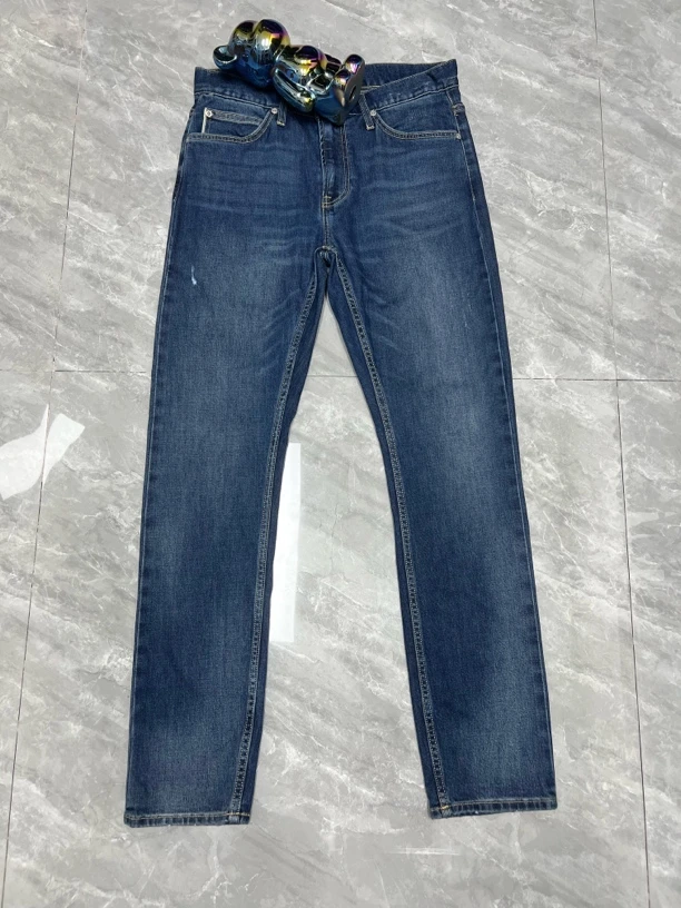 U4660 #赤耳面料四季款709男士低腰修身小脚牛仔裤深色