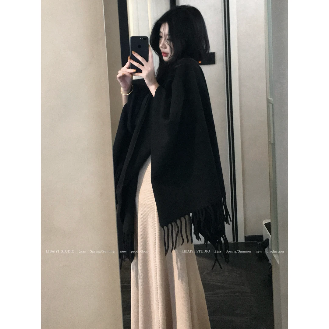 现货LIBAIYI 廓感/民族国风流苏斗篷保暖穿搭披肩外套1822