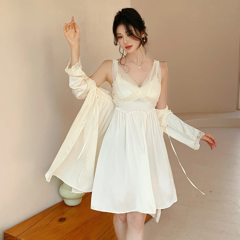 【怀玉短两件套】法式性感睡衣女吊带睡袍蕾丝纯欲风家居服可外穿